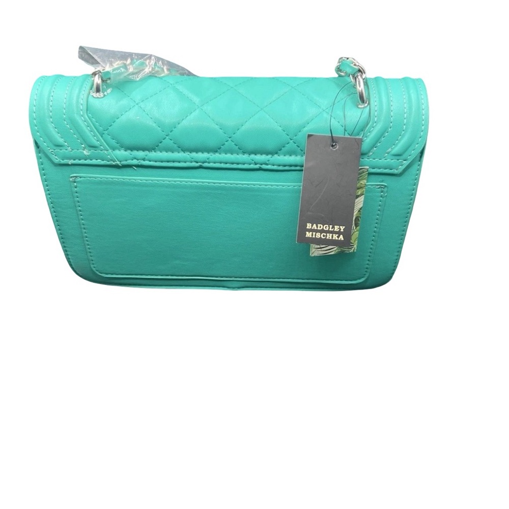 Badgley Mischka Quilted Green & Pearl Handbag - Picture 5 of 11